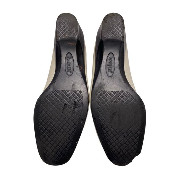 Flawed Rockport Beige Square Toe Low Heel Shoes Womens 8M Dry Rot Art Project - Picture 6 of 12